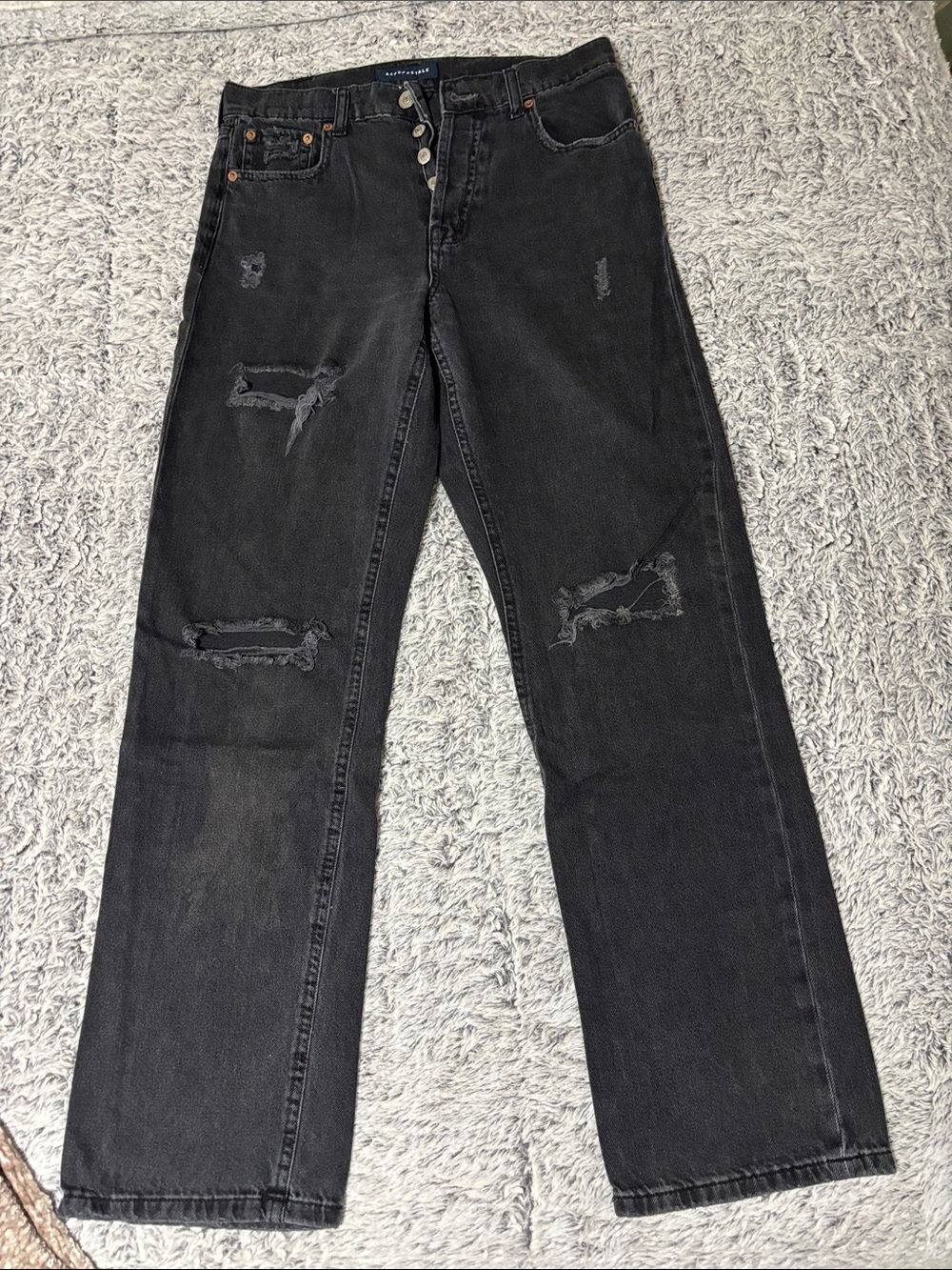 Aeropostale Black Ripped Flare Jeans